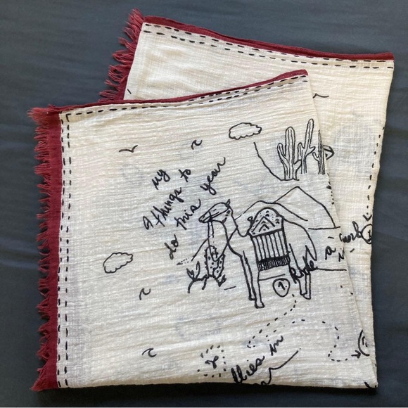 Madewell Exclusive Cream and Red Patterned Shawl - Picture 6 of 8